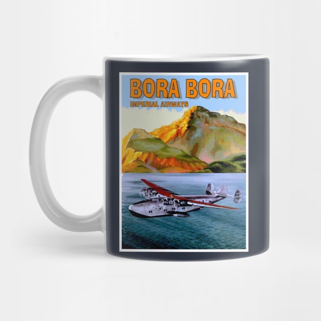 BORA BORA Vintage Imperial Airways Travel and Tourism Advertising Print by posterbobs